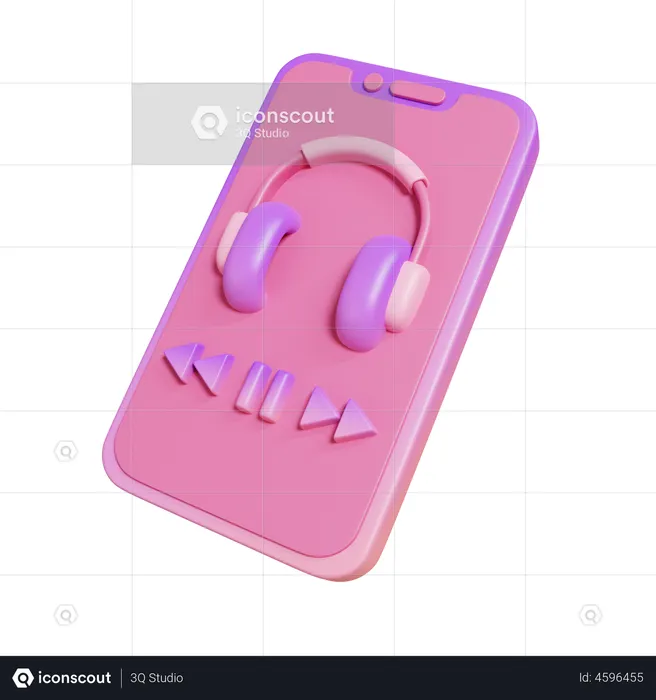 Smartphone with Music Media Player  3D Illustration