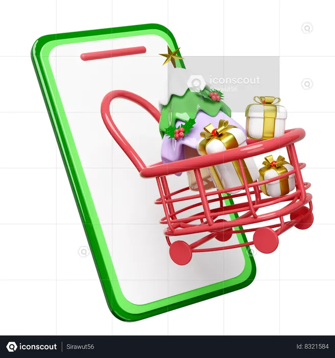 Smartphone With Shopping Cart  3D Illustration