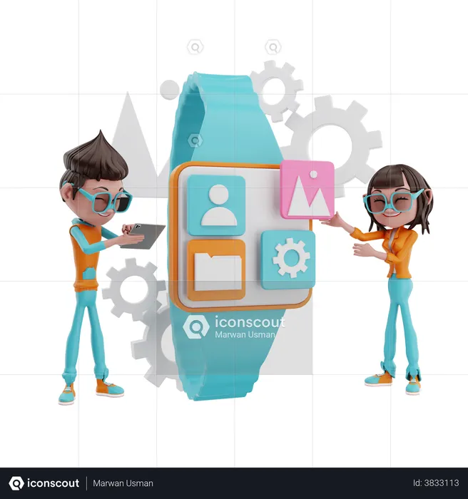 Smartwatch Development  3D Illustration