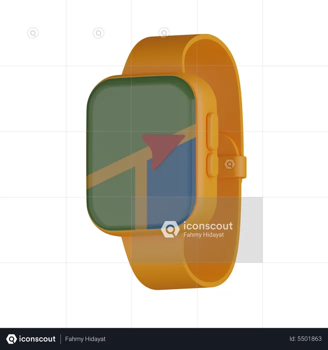 Smartwatch With Map  3D Icon