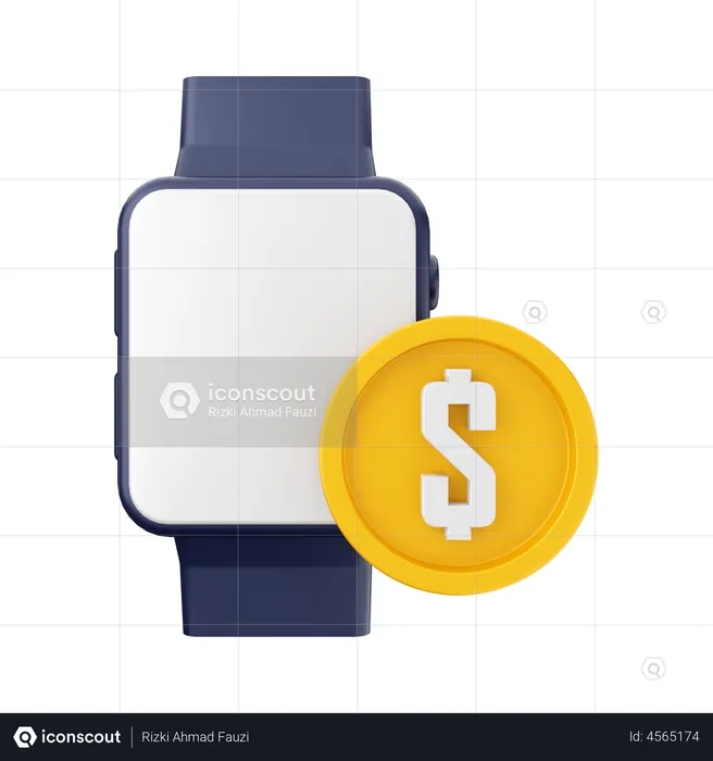 Zahlung per Smartwatch  3D Illustration