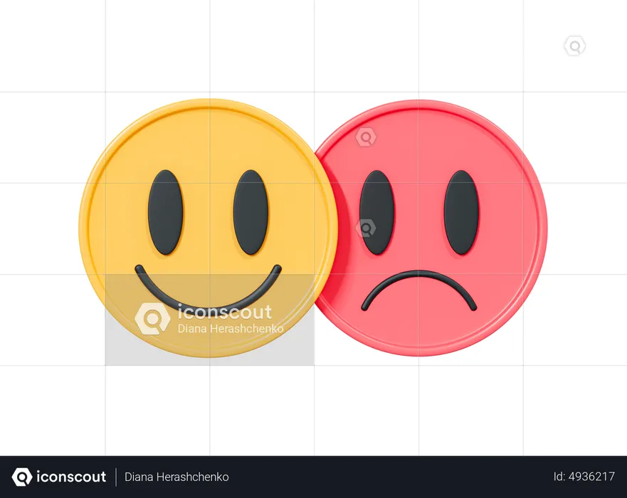 Smile And Sad Emoticon Emoji 3D Icon