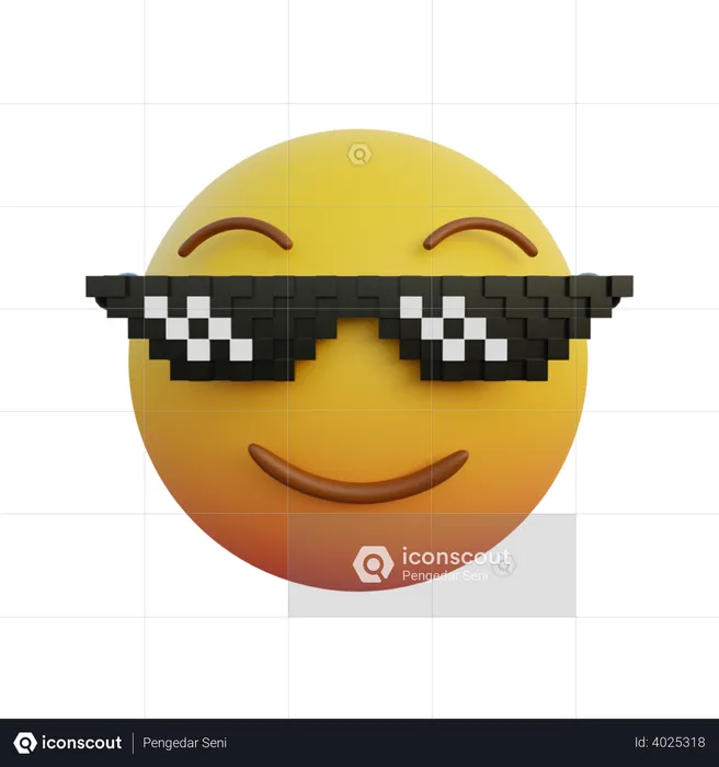 Smile emoticon wearing sunglasses like a boss Emoji 3D Emoji
