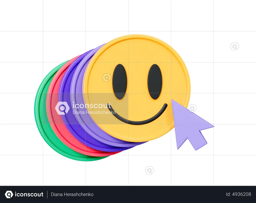 Smile Face With Cursor Emoji 3D Icon