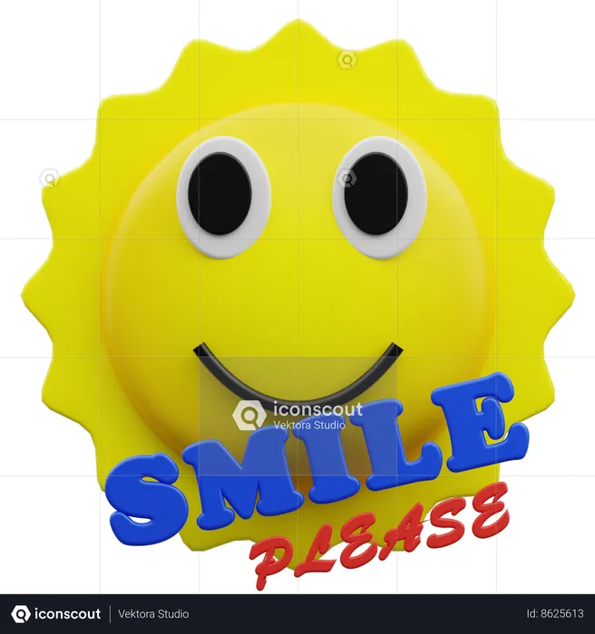 Smile Please with Sun Icon  3D Icon