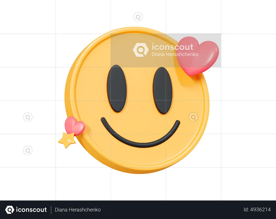 Smile With Hearts Emoji 3D Icon