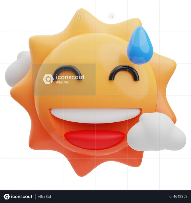 Smile With Sweat Sun Emoji 3D Emoji