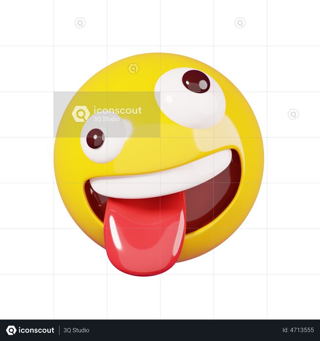 Premium Smiley Crazy Face Emoji Emoji 3D Illustration download in PNG ...