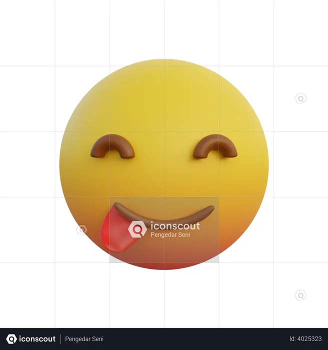 Smiley face emoticon sticking out tongue Emoji 3D Illustration