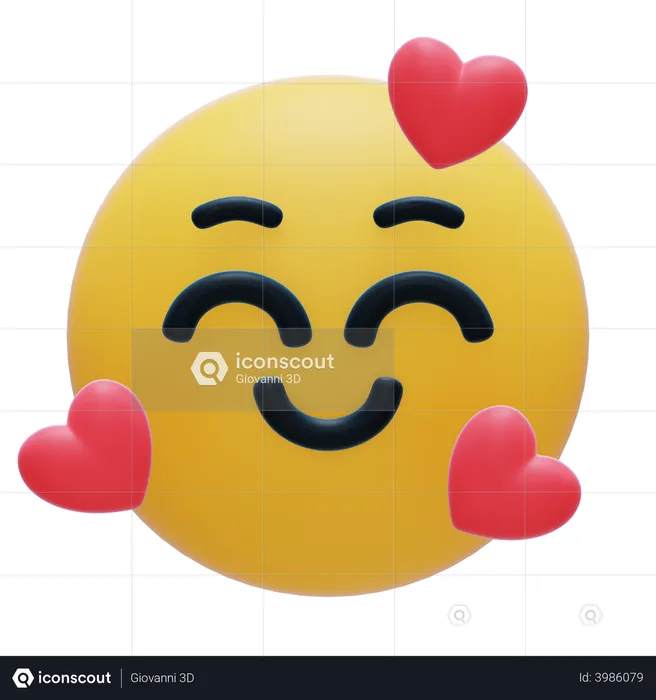 Smiley Hearts Emoji 3D Icon