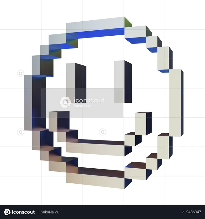 Pixel sorridente  3D Icon