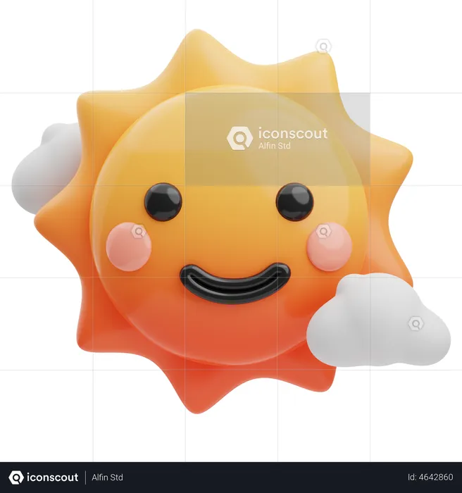Smiley Sun Emoji 3D Illustration