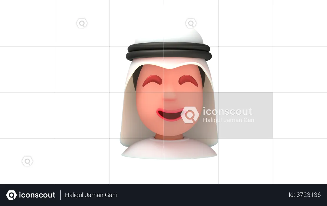 Smiling Arab Man Emoji 3D Illustration