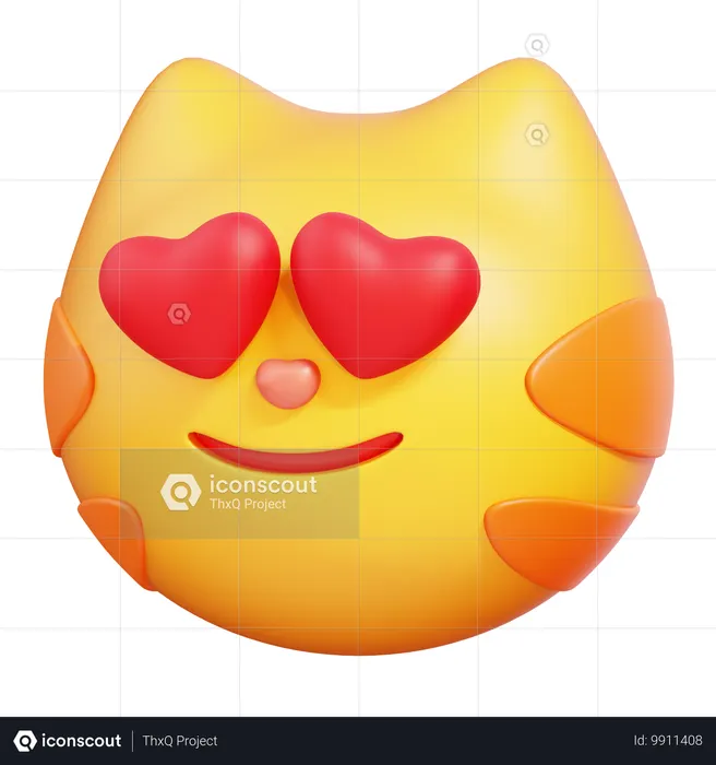 Smiling Cat with Heart Eyes Emoji 3D Icon