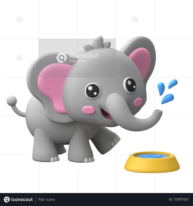 Smiling Elephant  3D Icon