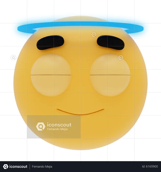Smiling Emoji With Halo Emoji 3D Icon