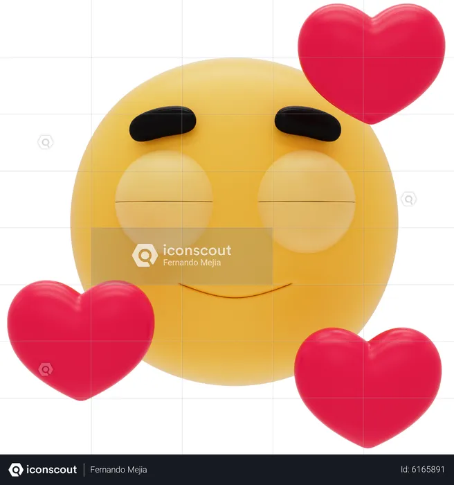 Smiling Emoji With Hearts Emoji 3D Icon