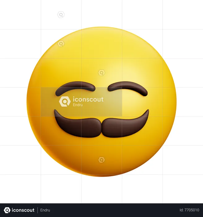 Smiling Eye Man With Moustache Emoji 3D Icon
