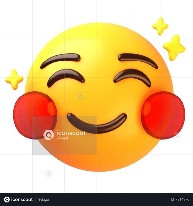 Smiling face with flushed cheeks Emoji 3D Icon