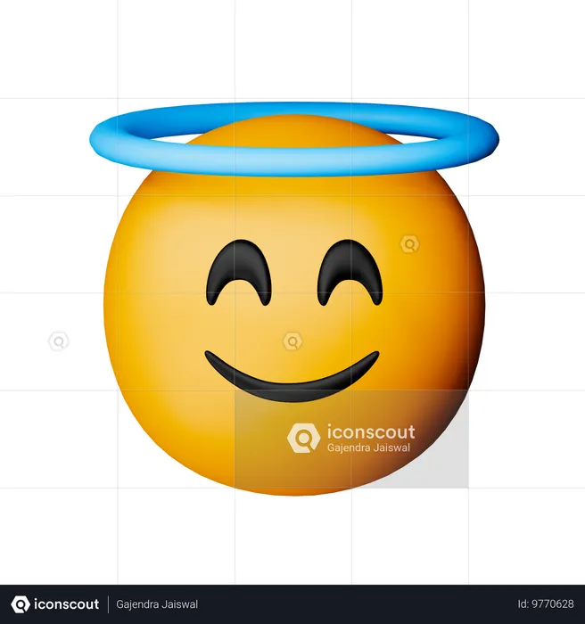 후광 이모티콘으로 웃는 얼굴 Emoji 3D Icon