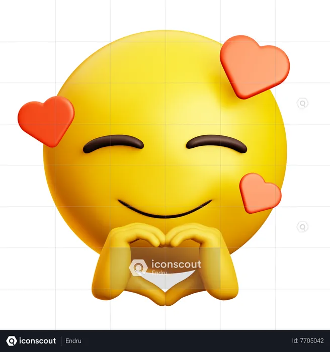 Smiling Face With Heart Hand Emoji 3D Icon