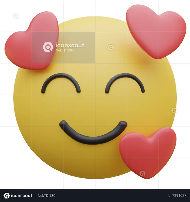 Smiling Face With Hearts Emoji 3D Icon