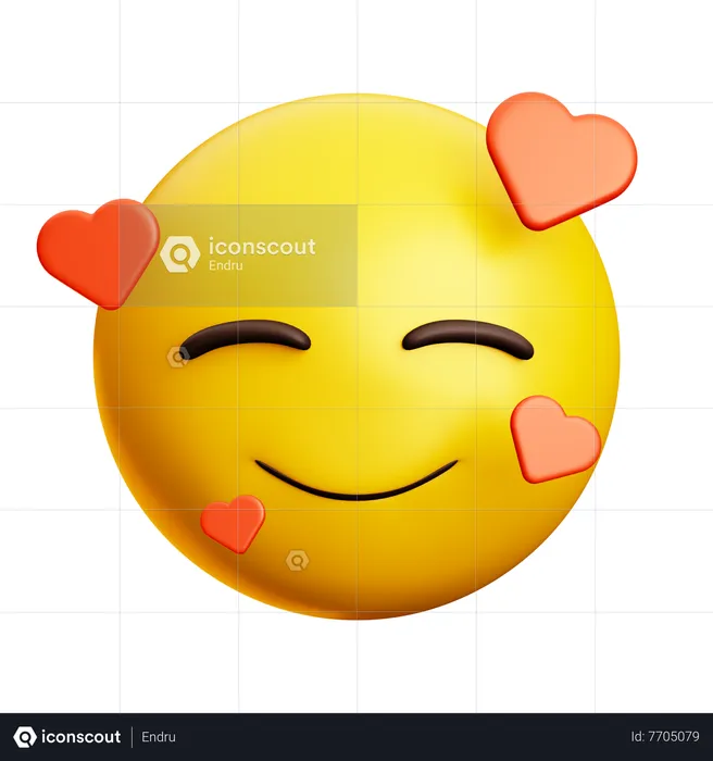 Smiling Face With Hearts And Closed Eyes Emoji 3D Icon