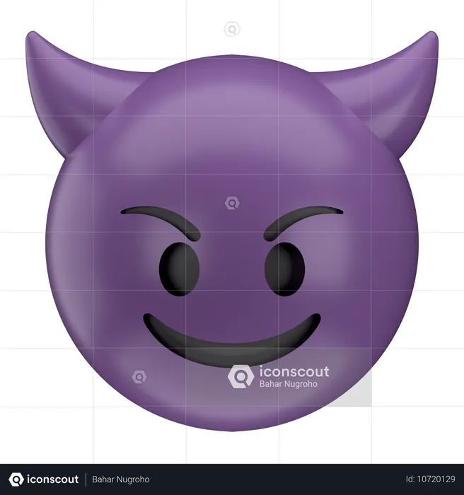 Smiling Face With Horns Emoji 3D Icon