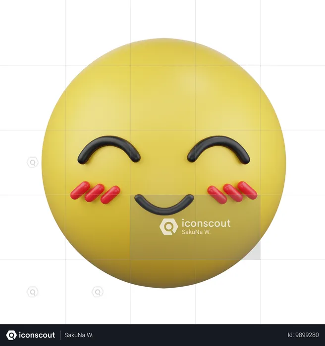 웃는 눈으로 웃는 얼굴 Emoji 3D Icon