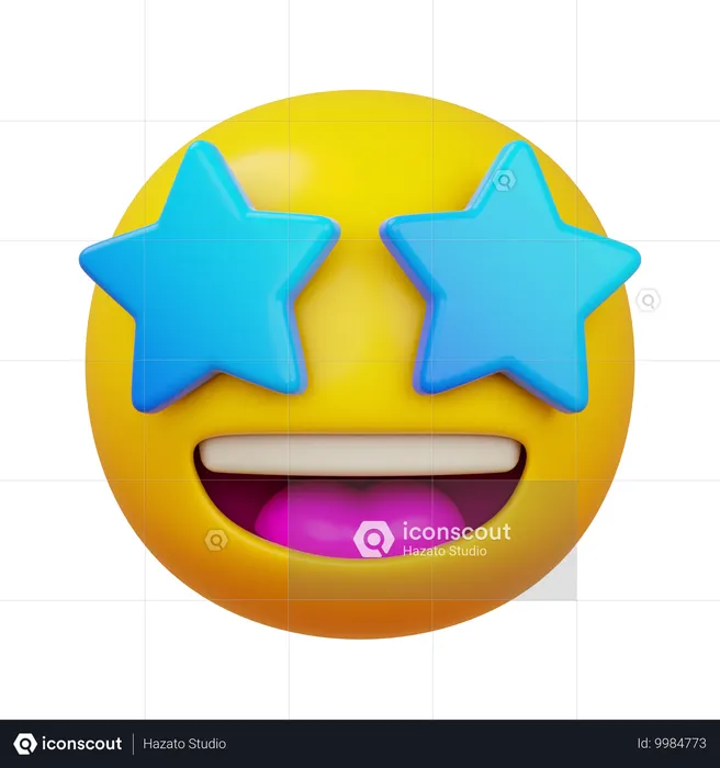 星のような目をした笑顔 Emoji 3D Icon