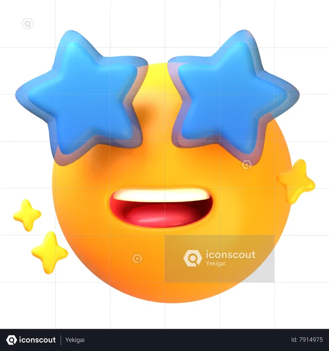 Smiling face with star eyes Emoji 3D Icon download in PNG, OBJ or Blend format
