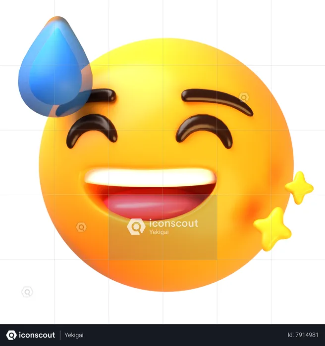 Smiling face with sweat Emoji 3D Icon