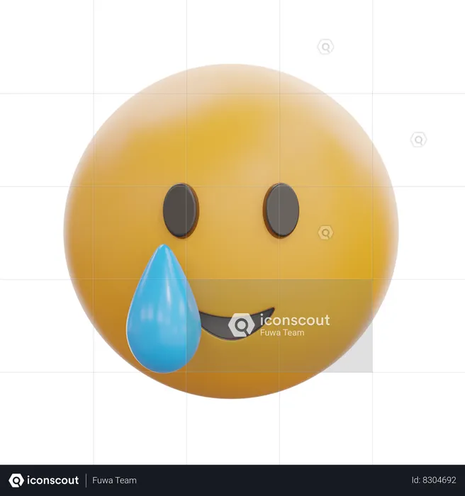 Smiling Face With Tear Emoji 3D Icon download in PNG, OBJ or Blend format
