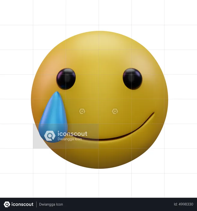 Smiling Face With Tear Emoji 3D Icon