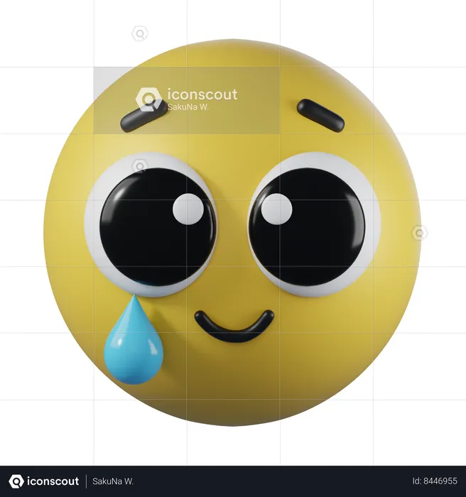 Smiling Face With Tear Emoji Emoji 3D Icon