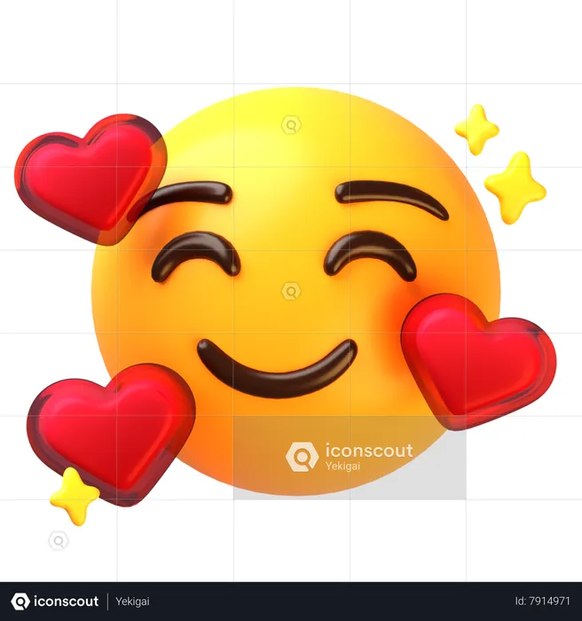 Smiling face with three hearts Emoji 3D Icon