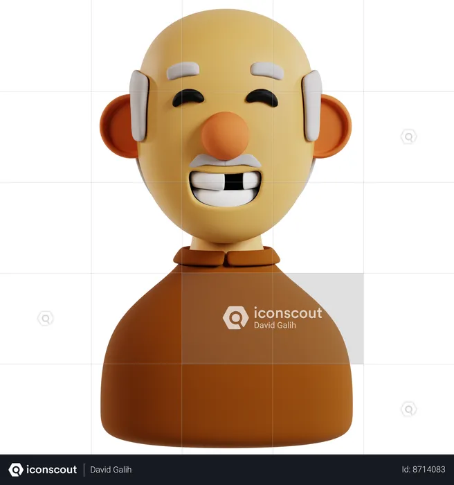Smiling Grandfather Avatar  3D Icon