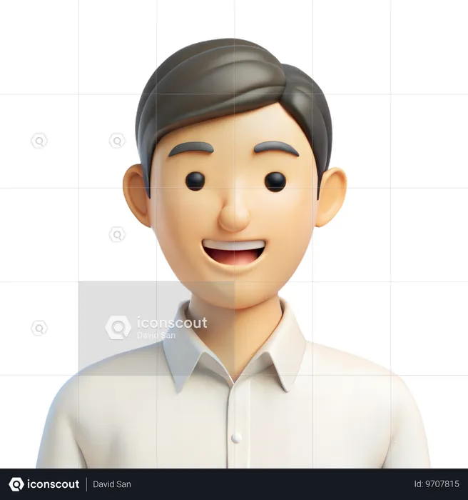 笑顔の男性アバター  3D Icon