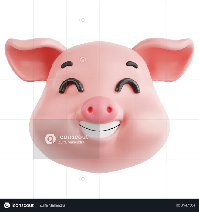 Smiling Pig  3D Icon