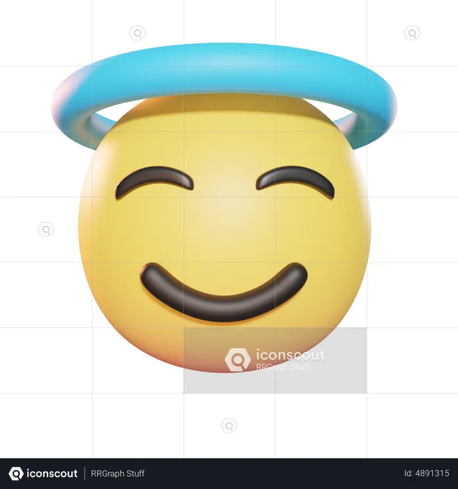 Smiling With Halo Emoji 3D Icon