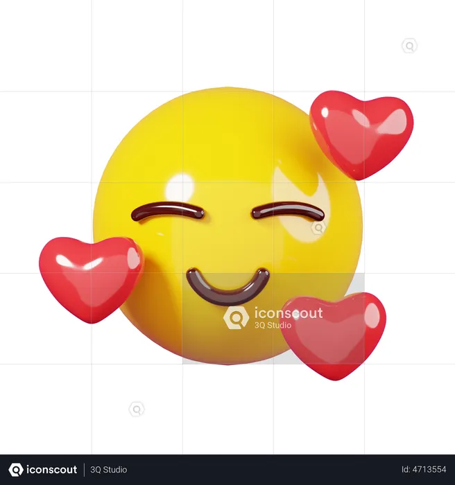 Smiling With Hearts Love Emoji Emoji 3D Illustration