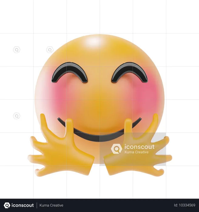 両手を広げて微笑む顔 Emoji 3D Icon