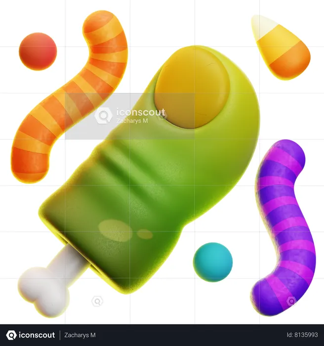 SNAKE CANDIES WITH ZOMBIE FINGER  3D Icon