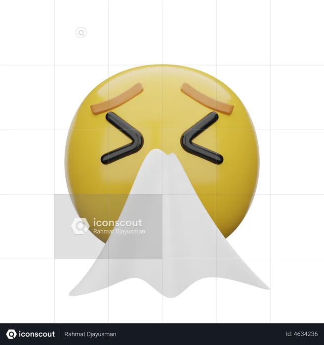 Sneezing Emoji 3D Illustration