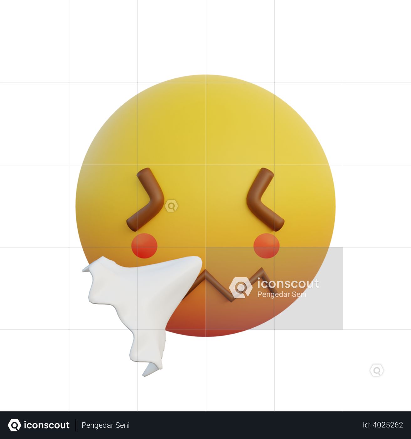 Premium Sneezing face with tissue Emoji 3D Illustration download in PNG