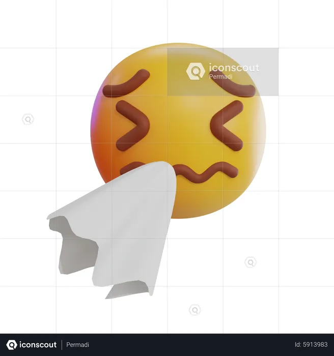 Sneezing with Tissue Emoji Emoji 3D Icon