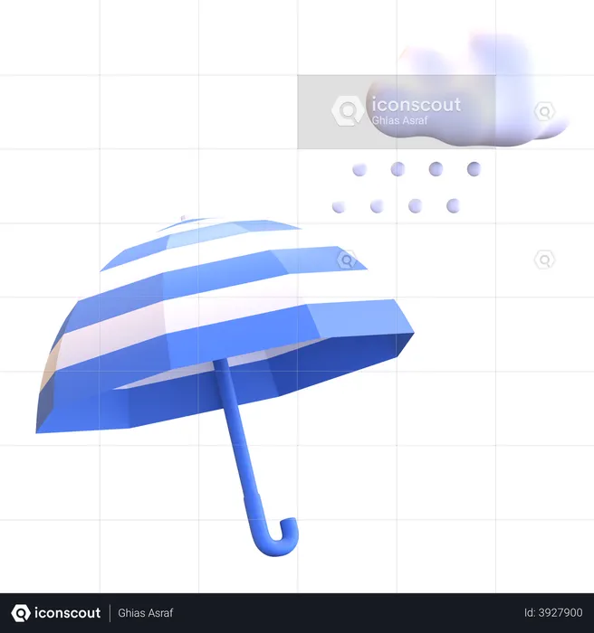 Snow Cloud Umbrella  3D Illustration