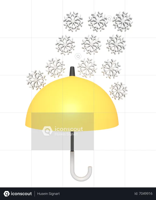 Snow Falling On Umbrella  3D Icon