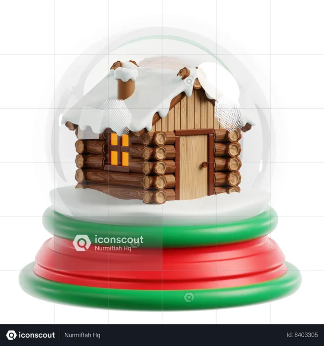 Snow Globe and Winter House  3D Icon