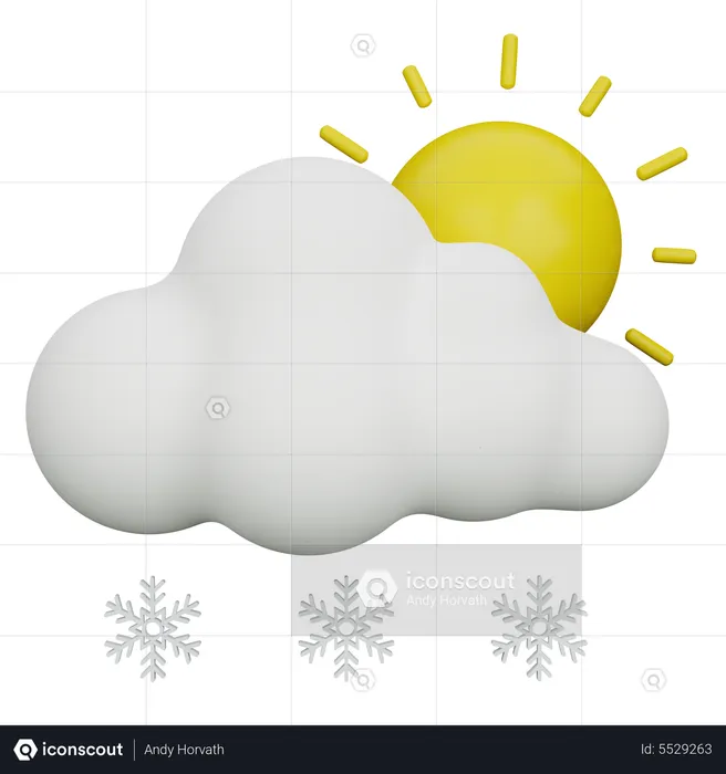 Snow With Sun  3D Icon
